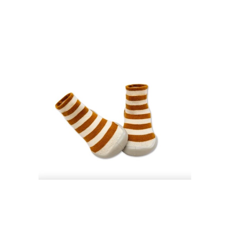 COLLEGIEN Chaussons Rayures Moutarde