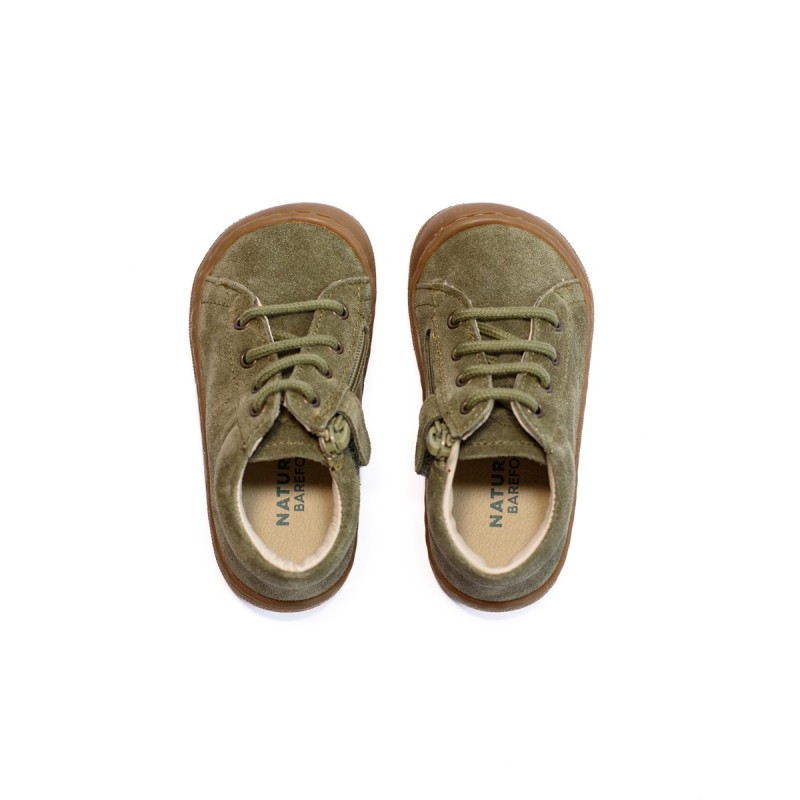 NATURINO Barefoot Amur Zip Suède Militare
