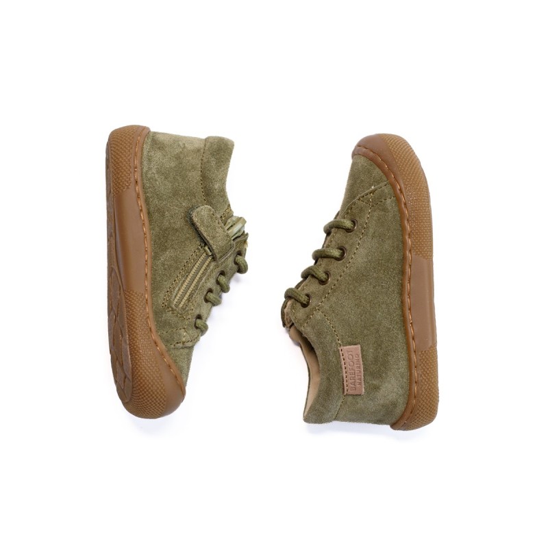 NATURINO Barefoot Amur Zip Suède Militare