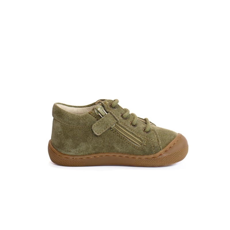 NATURINO Barefoot Amur Zip Suède Militare