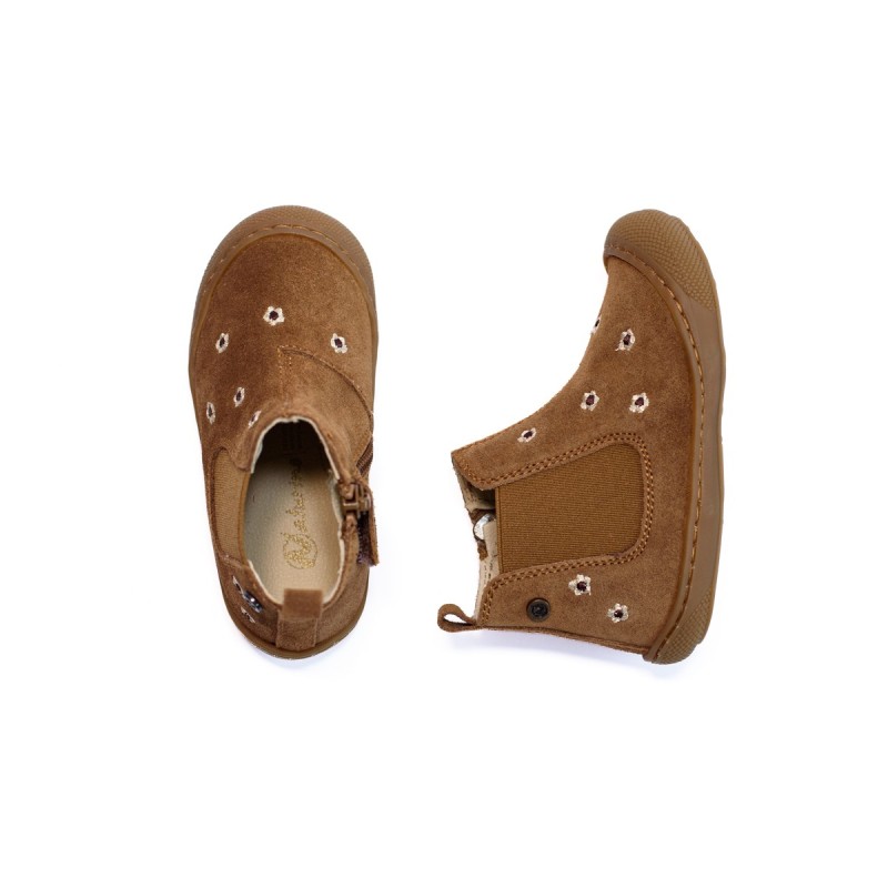 NATURINO Sally Boots Daisies Suède Brown