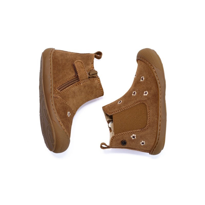 NATURINO Sally Boots Daisies Suède Brown