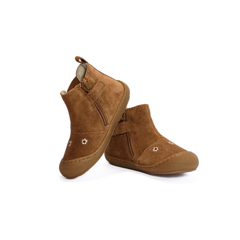 NATURINO Sally Boots Daisies Suède Brown