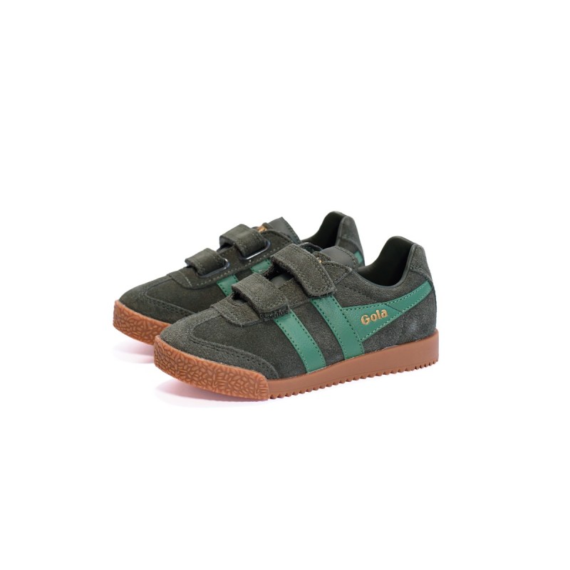 GOLA Basket Harrier Strap Trainer Dark Khaki Emerald