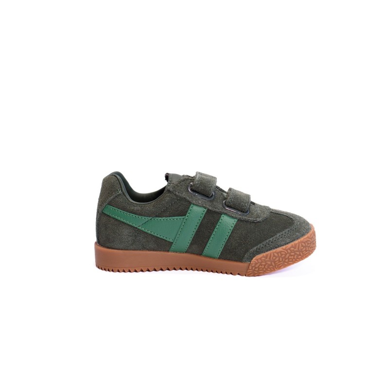 GOLA Basket Harrier Strap Trainer Dark Khaki Emerald