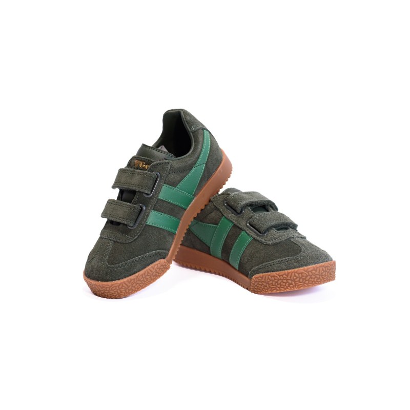 GOLA Basket Harrier Strap Trainer Dark Khaki Emerald