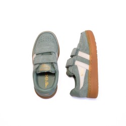 GOLA Basket Hawk Suède Strap Trainer Green Mist White Gum
