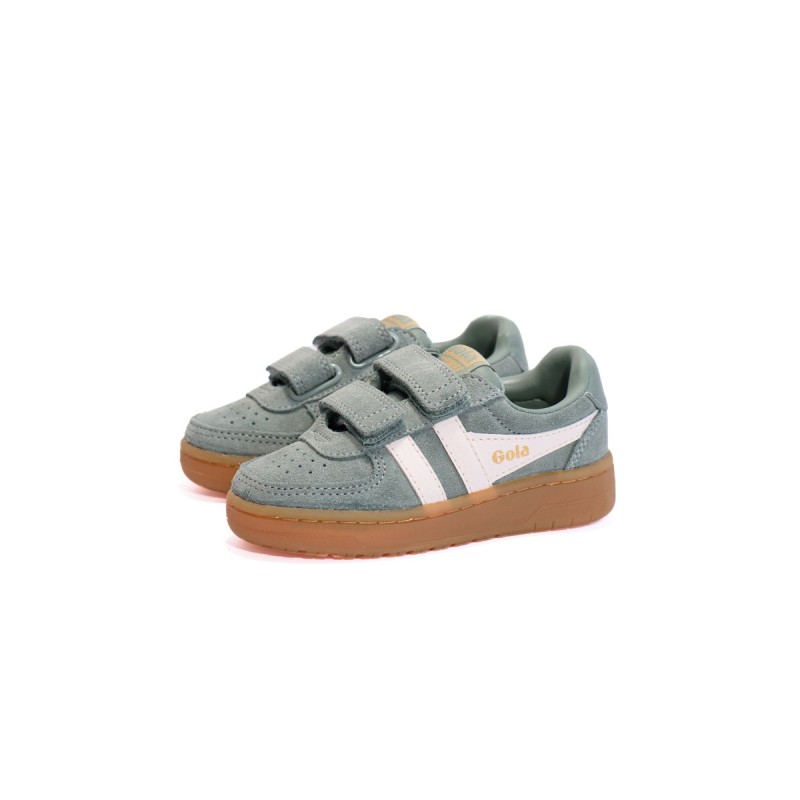 GOLA Basket Hawk Suède Strap Trainer Green Mist White Gum