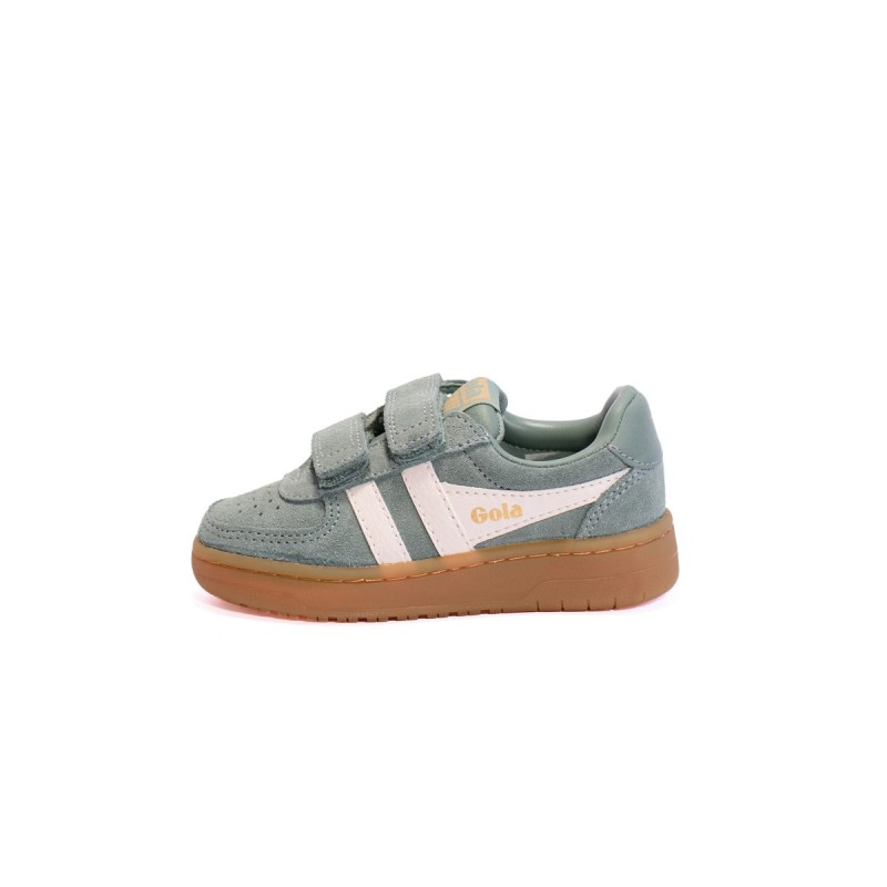 GOLA Basket Hawk Suède Strap Trainer Green Mist White Gum