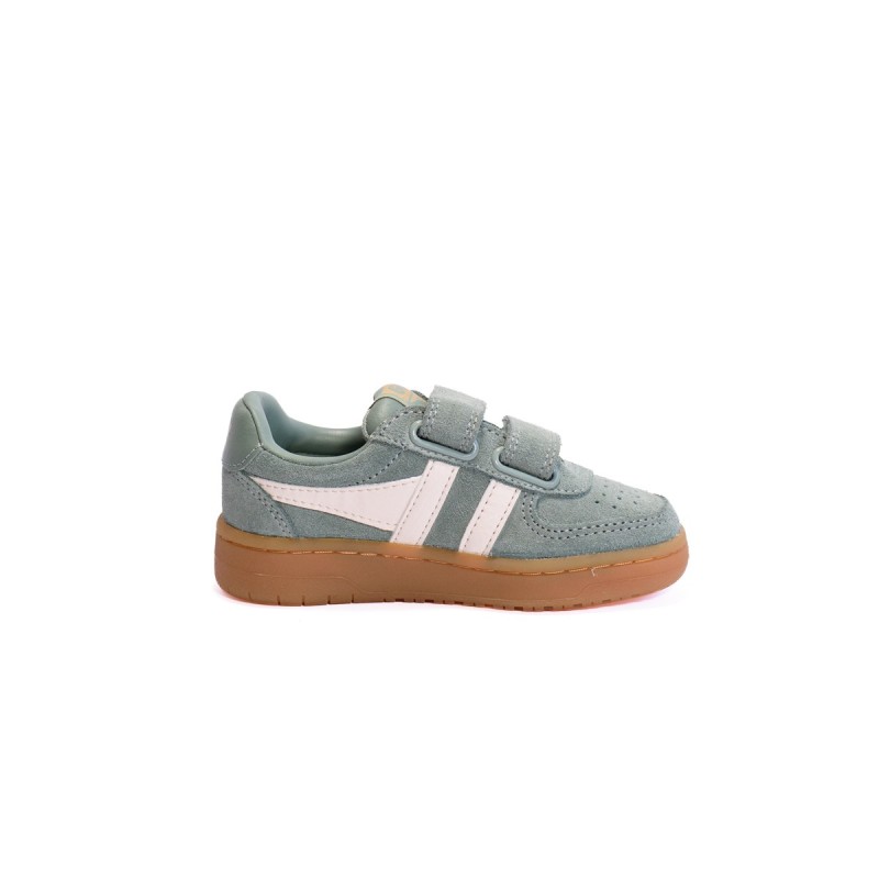 GOLA Basket Hawk Suède Strap Trainer Green Mist White Gum