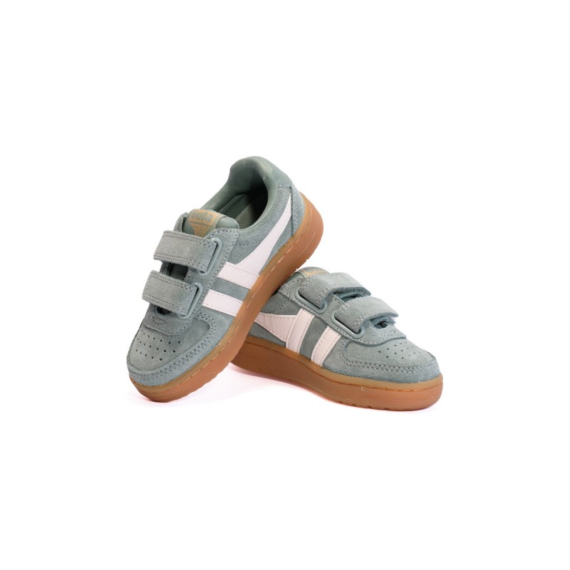 GOLA Basket Hawk Suède Strap Trainer Green Mist White Gum