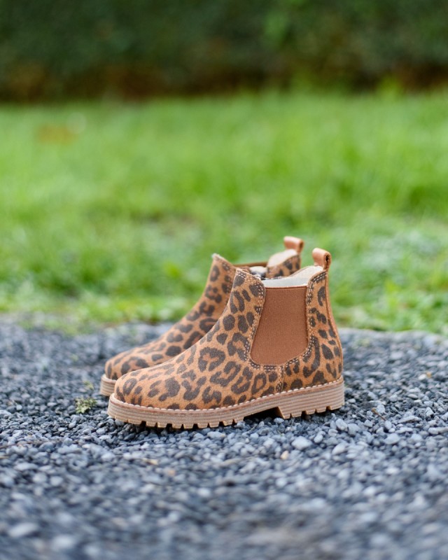 Chelsea boots léopard enfant Beberlis nubuck | Victoire