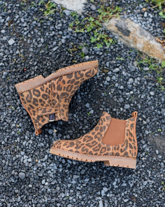 Chelsea boots léopard enfant Beberlis nubuck | Victoire
