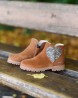 Boots fille cœur pailleté nubuck hydrofuge cognac | Victoire