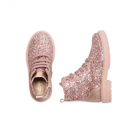 Bottines paillettes rose gold enfant Beberlis | Victoire