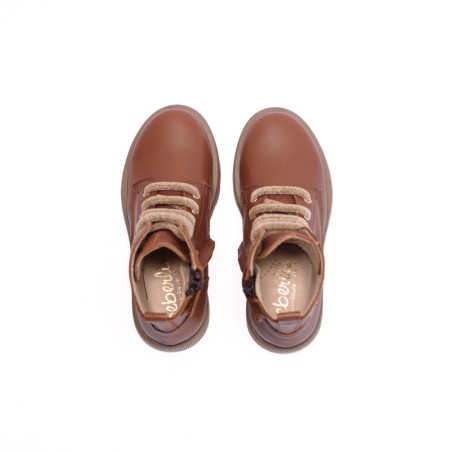 Bottines fille cœur brodé Beberlis cognac | Victoire