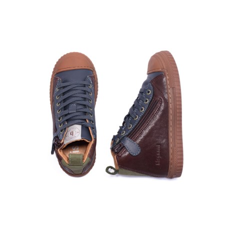Baskets montantes enfant marron et marine Bisgaard | Victoire