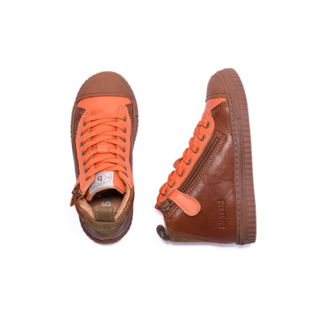 Baskets montantes enfant cognac et orange Bisgaard | Victoire