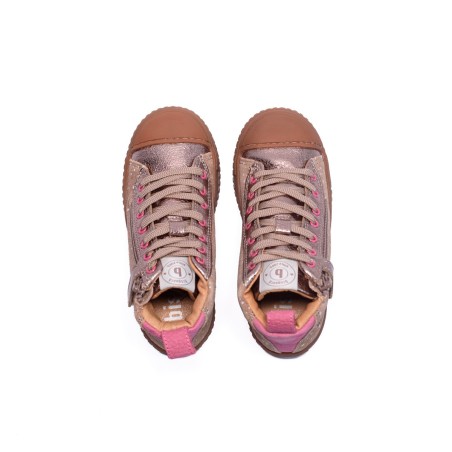 Baskets montantes enfant à pois beige et rose gold | Victoire